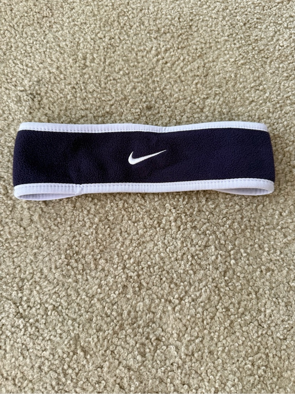 Nike Navy Fleece Headband with White Swoosh